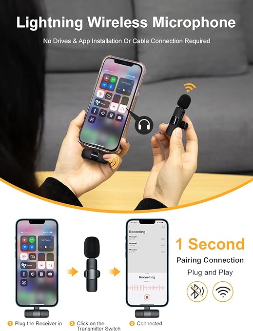 Noise Cancellation Wireless Lavalier Microphone