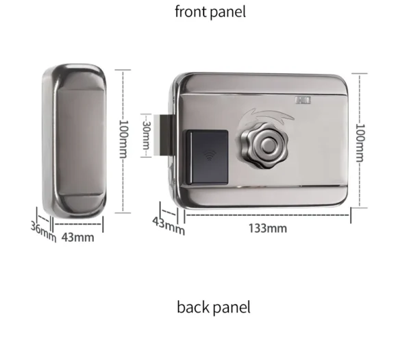 R5-T Waterproof Smart Electric Rim Lock with Tuya Smart Life APP WIFI Outdoor Gate Door Fingerprint Lock