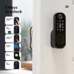 R5-T Waterproof Smart Electric Rim Lock with Tuya Smart Life APP WIFI Outdoor Gate Door Fingerprint Lock