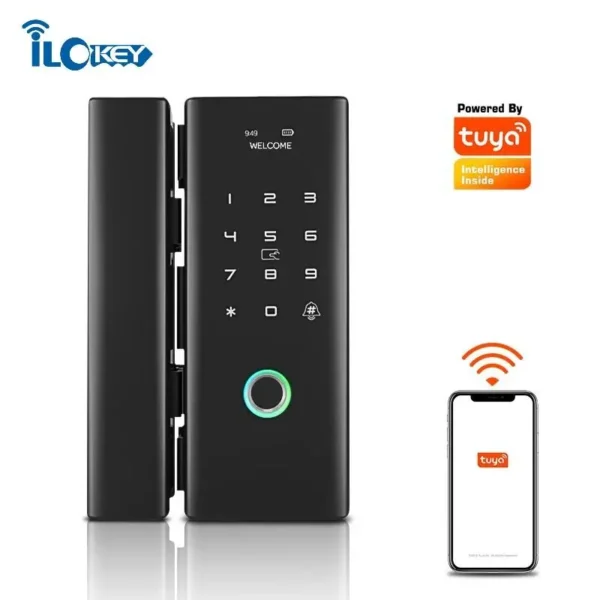 G5-Tuya-BN iLockey Wi-Fi Remote Control Tuya app biometric fingerprint digital Smart glass door lock