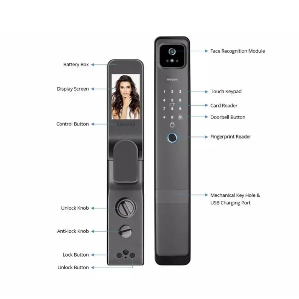 H20-Tuya 3D face camera, iLockey Lock Wireless Automatic Wi-Fi Door Lock